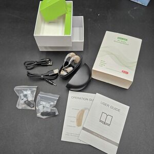 We Make Hearing Easier Rechargeable Touch Hearing Aids, Case Cord. New, Open Box
